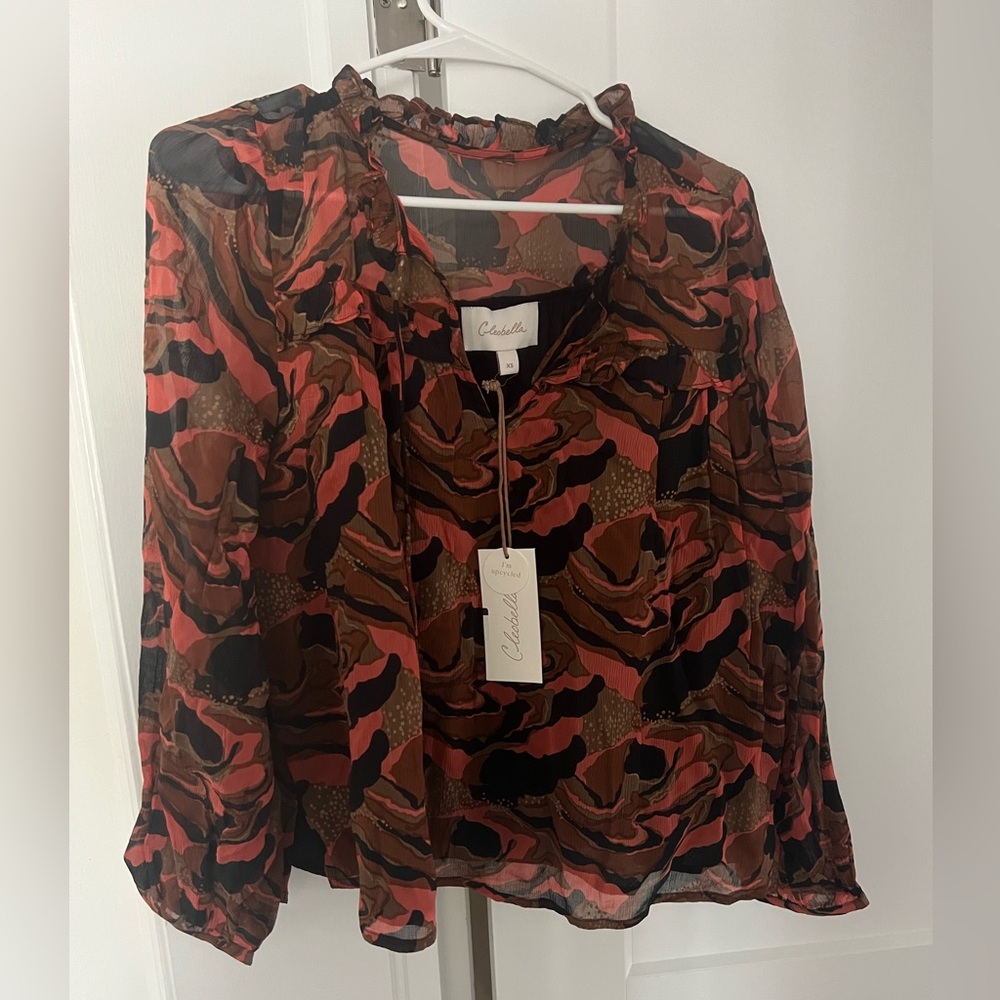 Cleobella Women's Blouse xs NWT coral gold black brown